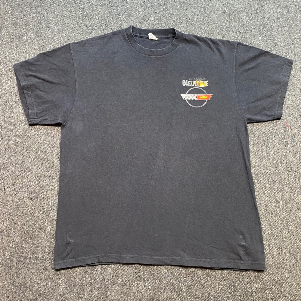 Chevrolet Corvette C4 Explosive TShirt Sz XL Mens Black Skater Streetwear Tee